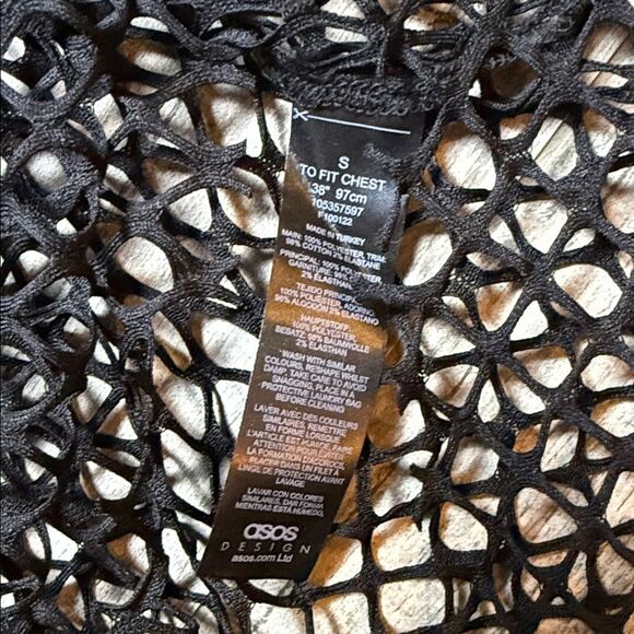 Black Mesh Long Sleeve Top Size S - Picture 5 of 7